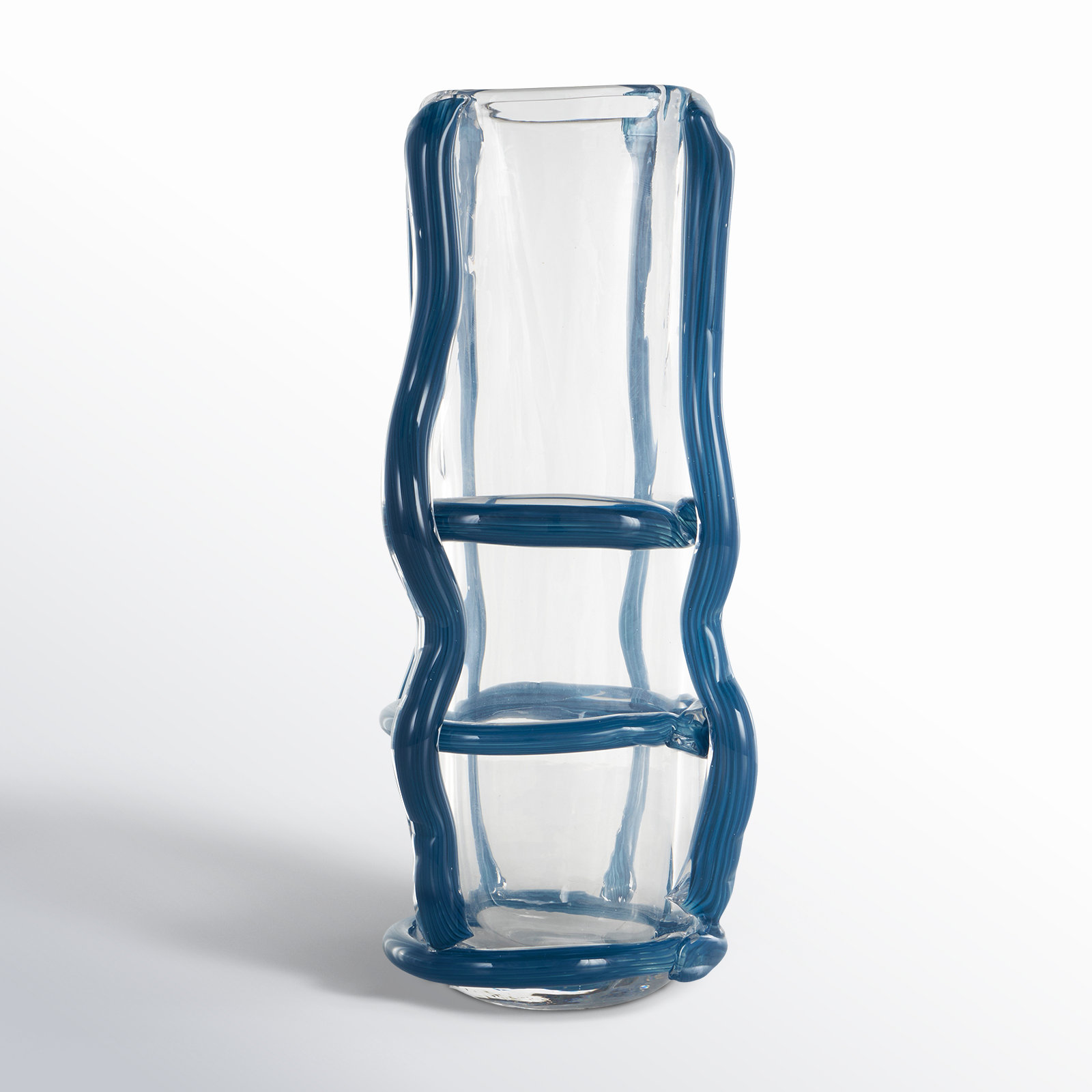 Ahren Recycled Glass Table Vase, Blue, 12.00" H x 4.80" W x 4.95" D