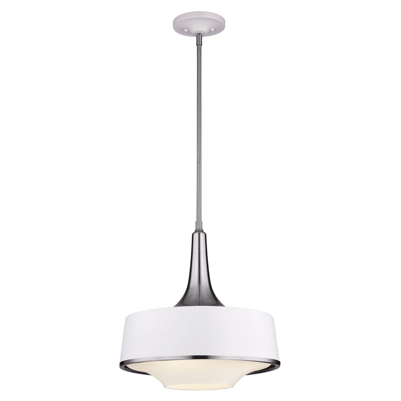 Holloway 1-Light Mini Pendant, 50.8 cm H x 47.9 cm W, Brushed Steel/Textured White