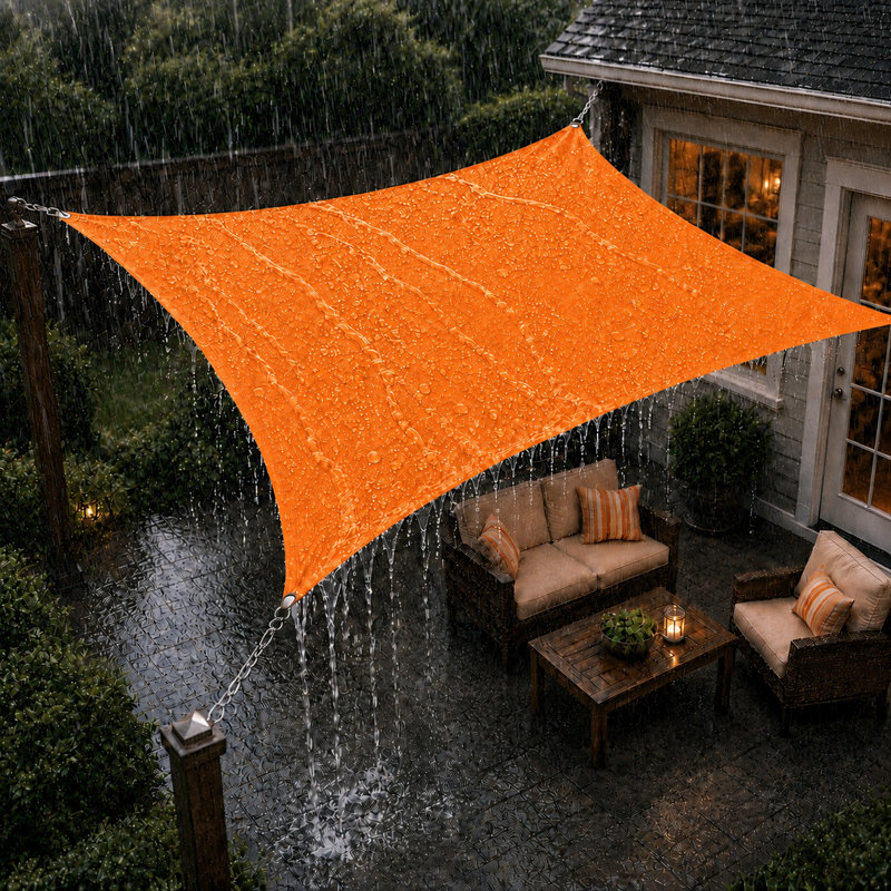 Voile d'ombrage imperméable Amgo, Orange, Pavillon de jardin portatif en métal