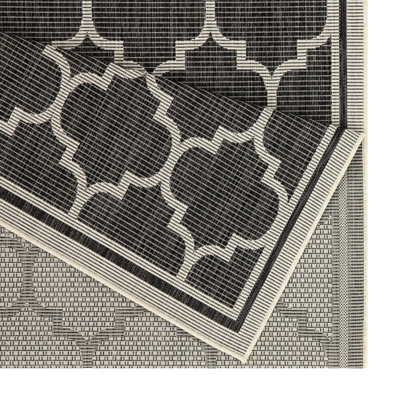 Gchar2005 Anthracite Cabin Rug, 2.58 Ft. X 7.25 Ft., Sunshine, Indoor Outdoor, Trellis Pattern, Polypropylene, Stain , , Rustic Hallway Sunshine Gchar2005, For Busy Corridors