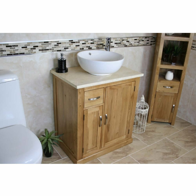 Degeorge 750mm Single Bathroom Vanity with Vessel Ceramic Basin, Cream