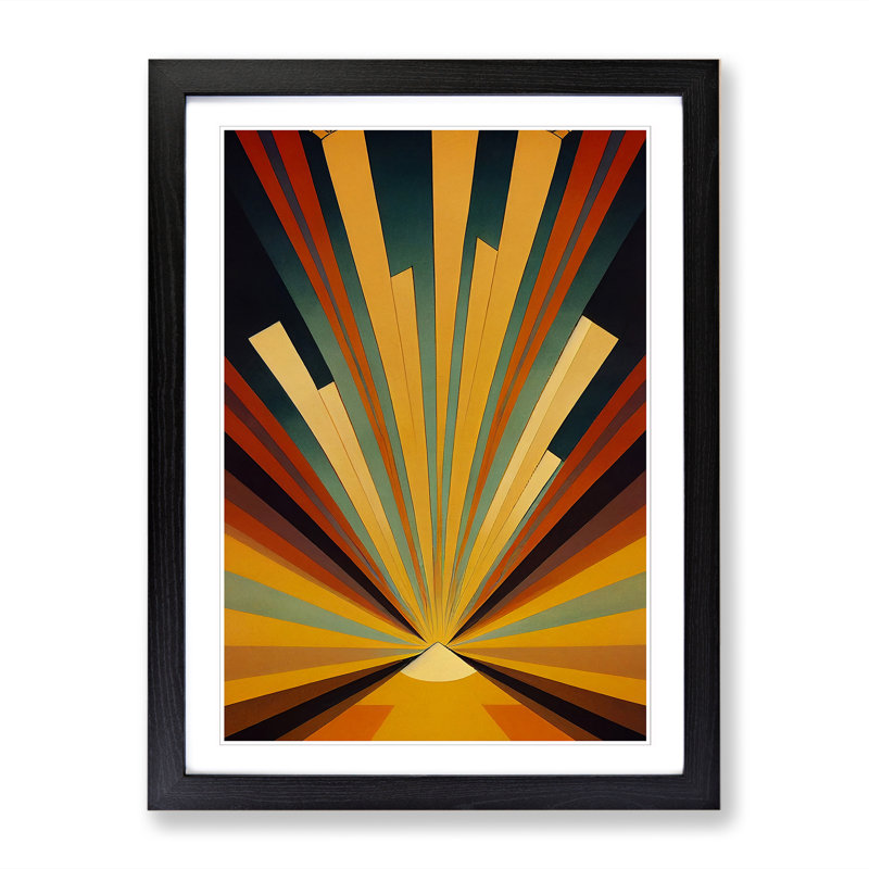Archee Sun Art Deco Vol.2 - Wall Art, 64cm H x 46cm W x 2cm D, Oak