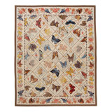 Multicolored Flatweave Butterly Motif Rug - 7'9" x 9'9"