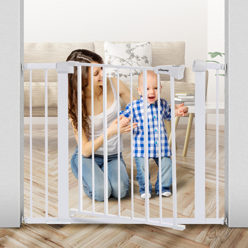 30" Tall Auto Close Walk Thru Safety Gate, White