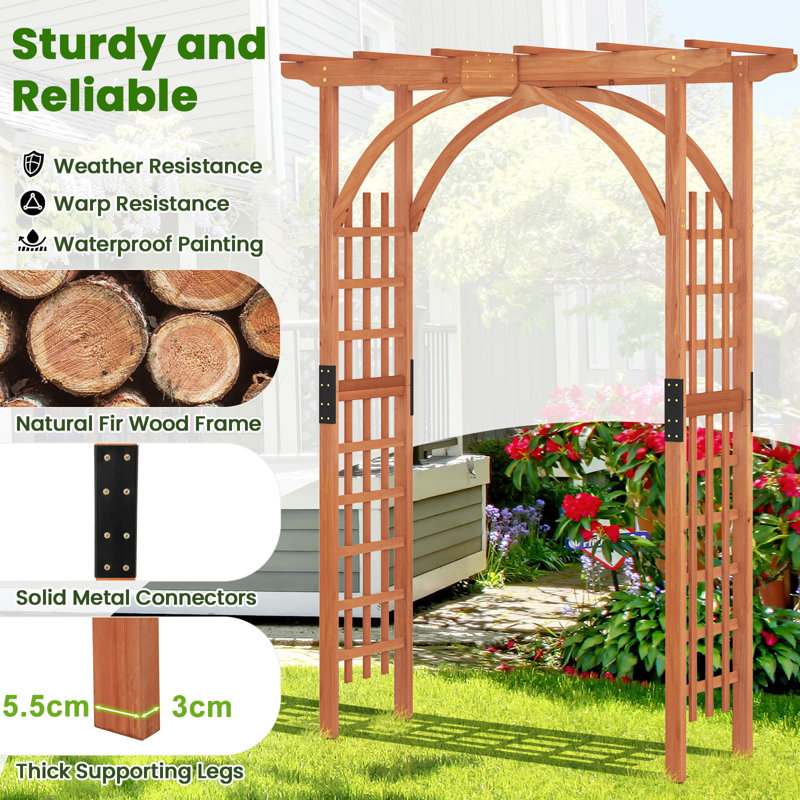 160cm W x 60cm D Solid Wood Arbour in Brown