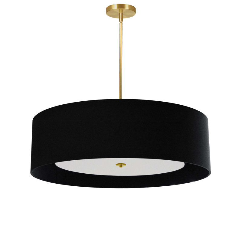 Lustre tambour 4 lumières Iyanah, Laiton vieilli, Blanc