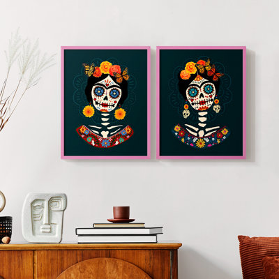 Bright Day of the Dead I-Premium Framed Print -Ready to Hang - No Nails Required - No Nails Required