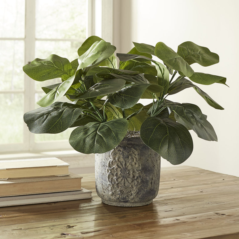 22'' Faux Fiddle Leaf Fig Plant in Cement Planter