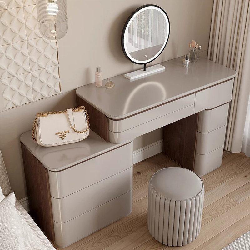 Coiffeuse de maquillage avec miroir lumineux, 9 tiroirs, prise de courant