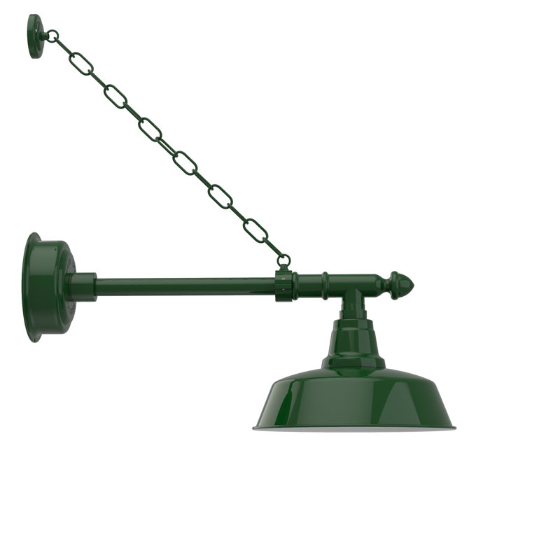 Luminaire de grange d’extérieur à del Vandervliet, H 10 po x l 12 po x p 27 po, Vert rétro