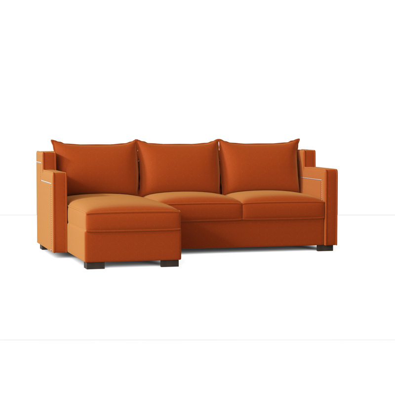 Parker Upholstered L-Shaped Sectional Left Hand Facing, M9463 Tangerine, Natural