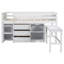 Lit mezzanine simple simple avec bureau coulissant, tiroirs, armoire et tablettes
