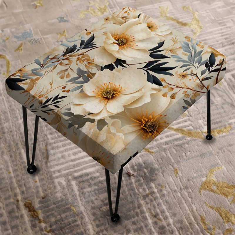 Autumn Boho Chic Poppy Blooms II - Repose-pieds rectangulaire floral