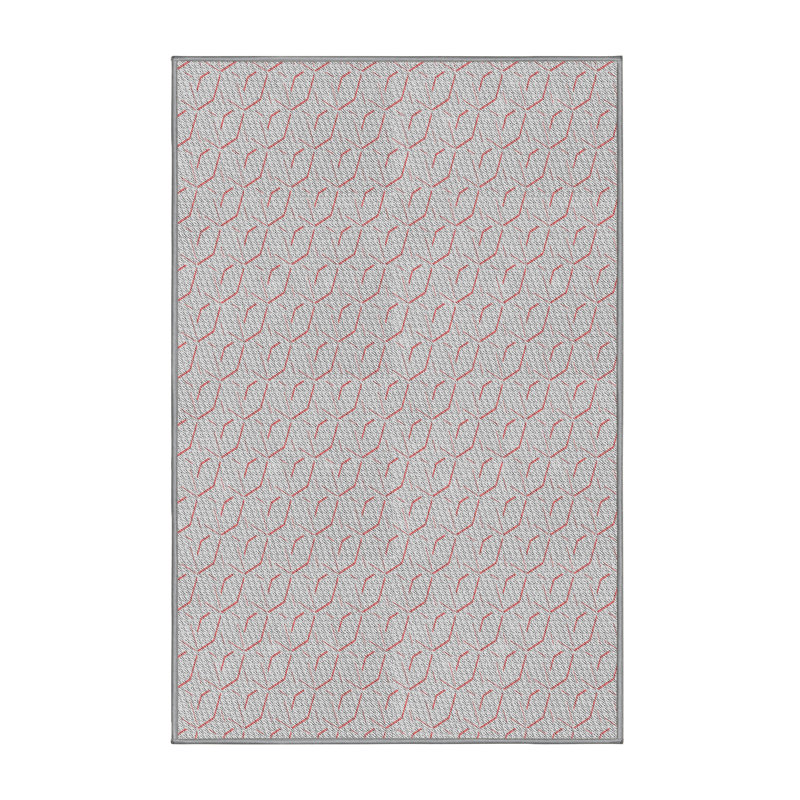 Tapis rouge/gris à motifs Jefferies, Rectangle 5 pi x 7 pi