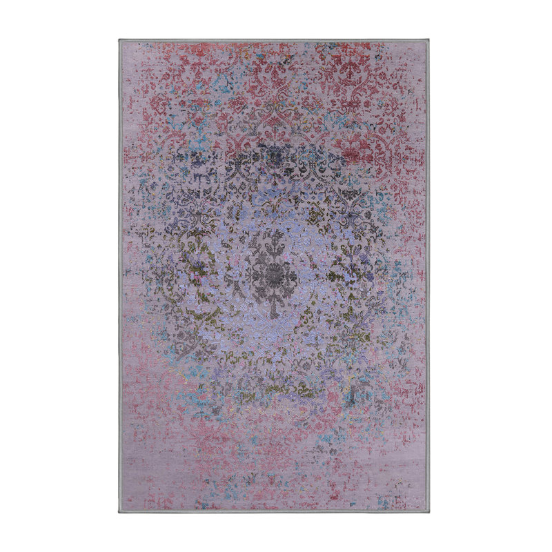 Tapis abstrait rose / mauve, Rectangle 7 pi x 9 pi