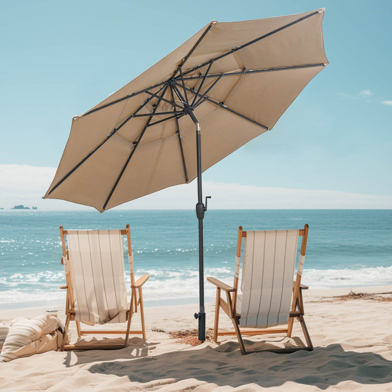 Parasol de terrasse pour grand marché à 10 niveaux avec parasol ventilé 3 pieds 10 pieds , Brun