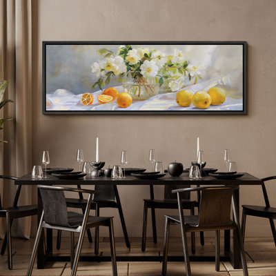 " Still Life With White Blossoms And Citrus Fruits Illustrations Retro Ready To Hang "