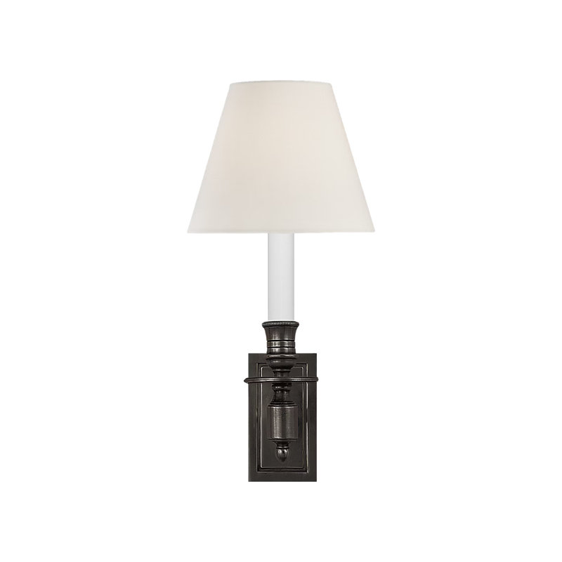 French Single Library Sconce, Cream, Bronze