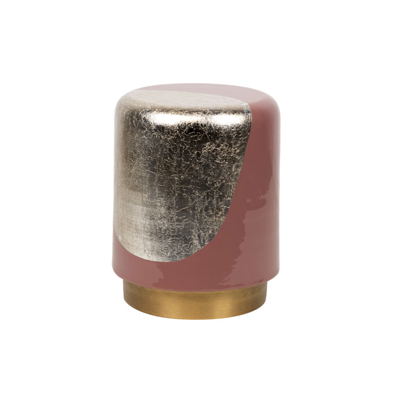 Brass Accent Stool, Garnet/Gold