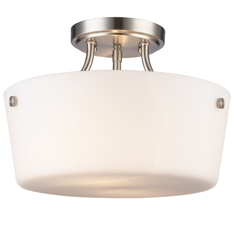 Plafonnier semi-encastré 2 lumières Mod Pod, Nickel brossé
