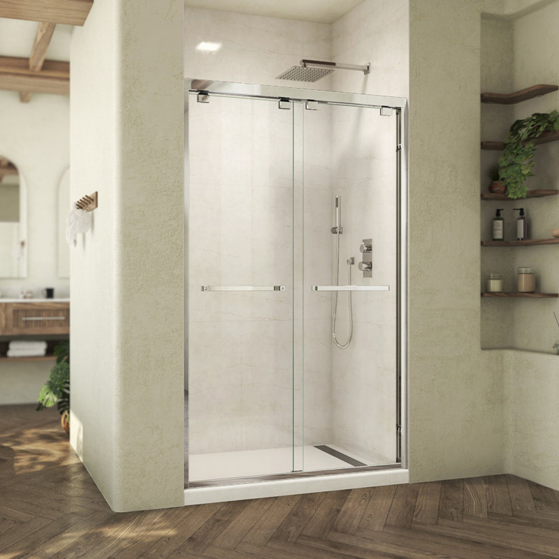 DreamLine Abbey 44 - 48 in. W x 76 in. H Semi-Frameless Bypass Shower Door in Oil Rubbed Bronze, Chrome