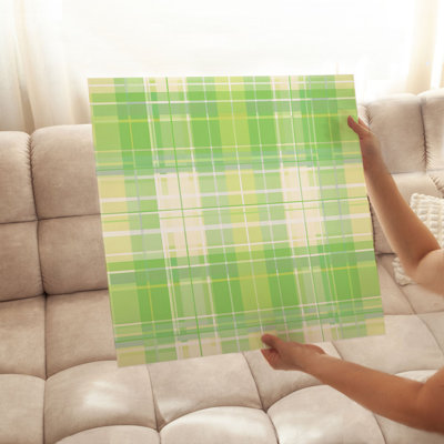 Motif à carreaux vert abstrait, reproduction d'art moderne sans cadre