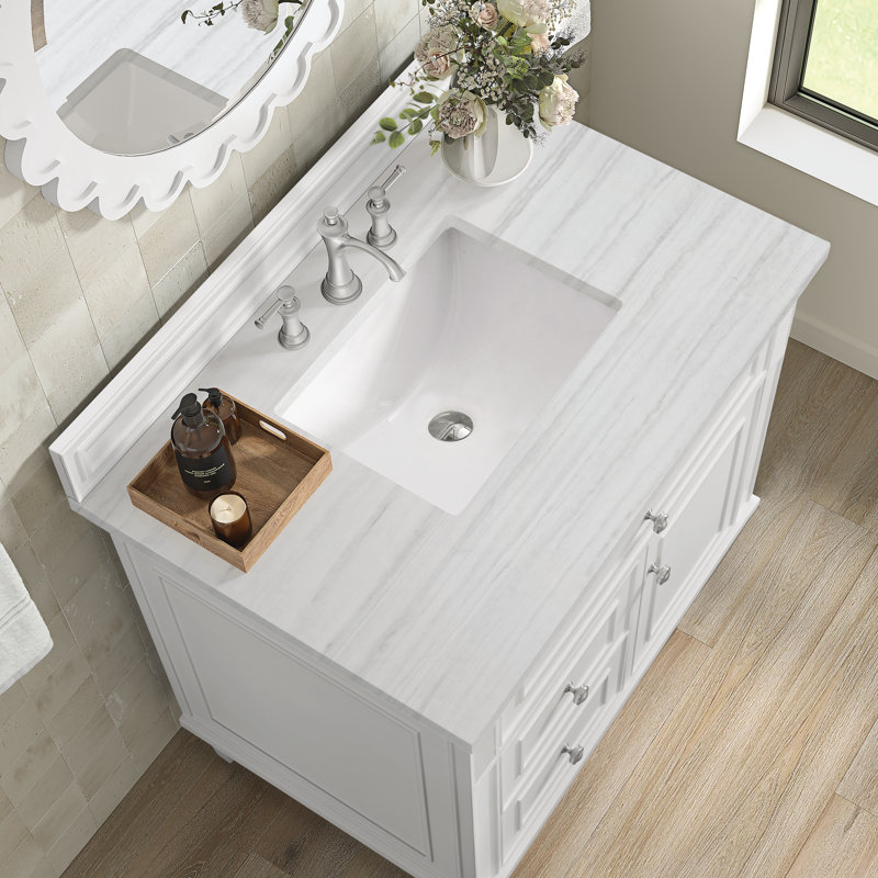 Lorelai 36'' W Single Vanity, White Zeus, Bright White, 8" Widespread