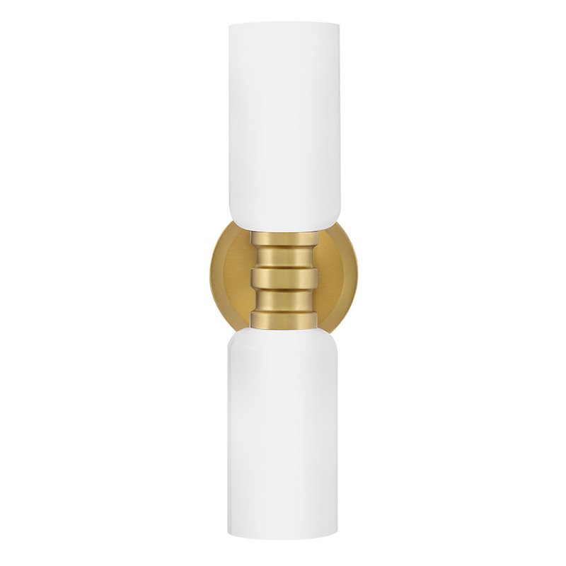 2-Light Bath Vanity Wall Sconce, Bronze/White