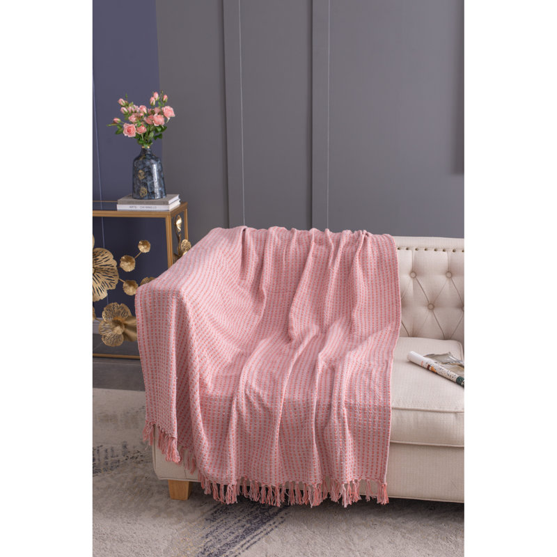Jeté en coton rose