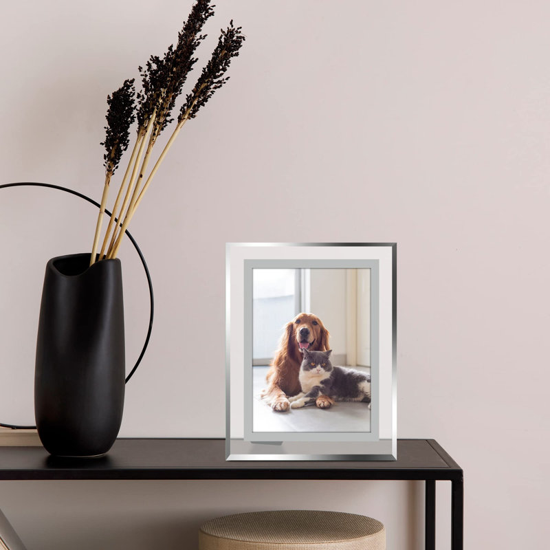 5X7 Picture Frame Set Of 2, Clear Glass Photo Frames With Silver Edge, Horizontal Or Vertical Display For Tabletop, Desk, Home, Office Decoration