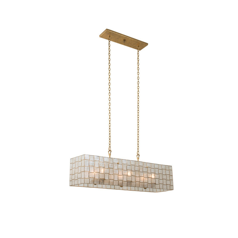 Gold Glass 6-Light Kitchen Island Pendant