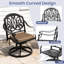 Lot de 4 chaises de salle à manger pivotantes d'extérieur en fonte d'aluminium avec coussins et accoudoirs, noir et brun-1475529867