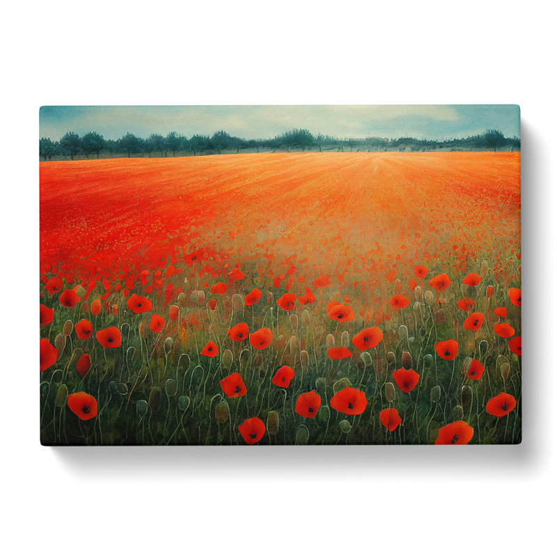 Watercolour Poppy Field Vol.3 - Wrapped Canvas, 40cm H x 60cm W x 3cm D