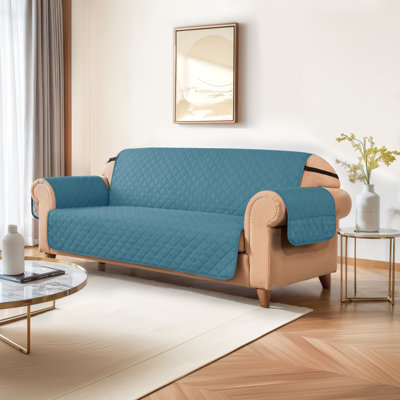 Housse de causeuse pour canapé à 2 coussins, housse de canapé antidérapante pour chiens, housse de protection de meuble avec sangles élastiques en mousse pour chat (turquoise)