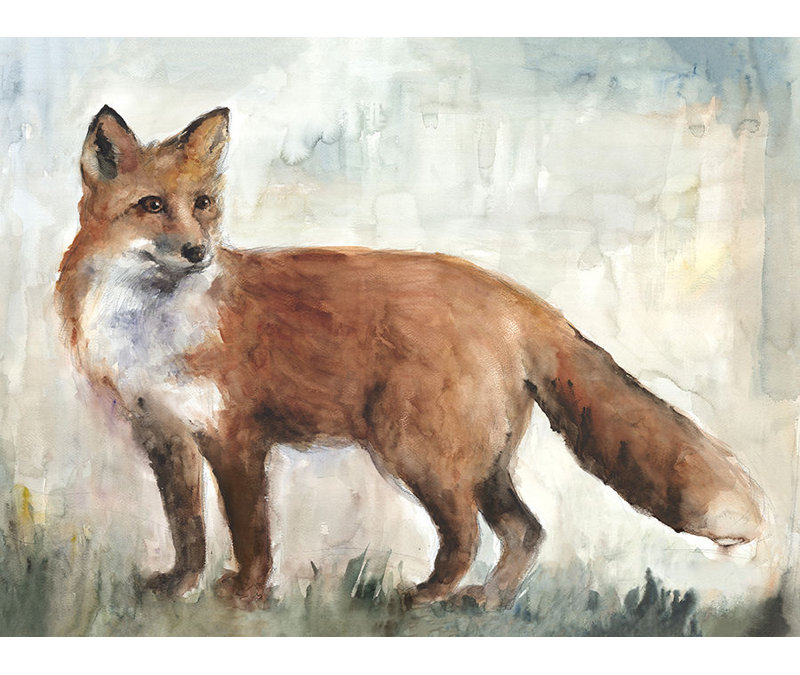 Fox in Woods par Michelle Bennett - reproduction d'art, Couche de verre, H 24 po x l 32 po x P 1,5 po
