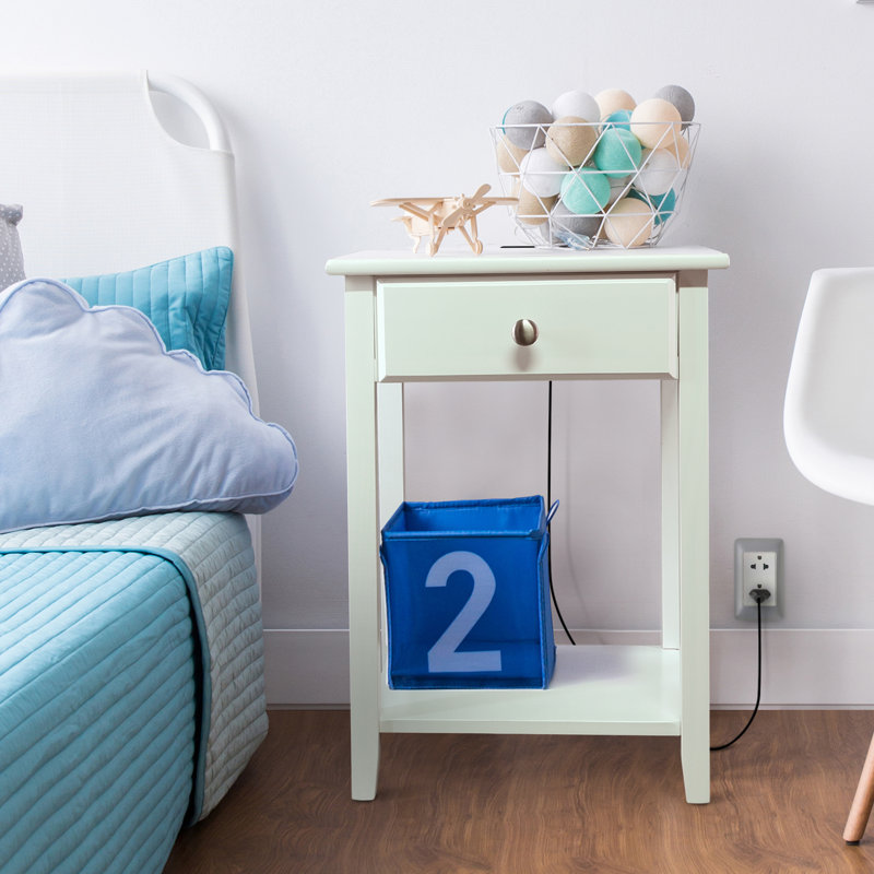 17.5'' W Solid Wood Nightstand, White