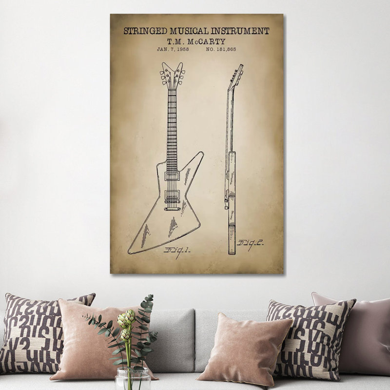Stringed Musical Instrument by PatentPrintStore - Wrapped Canvas Print, 152.5 cm H x 101.5 cm W