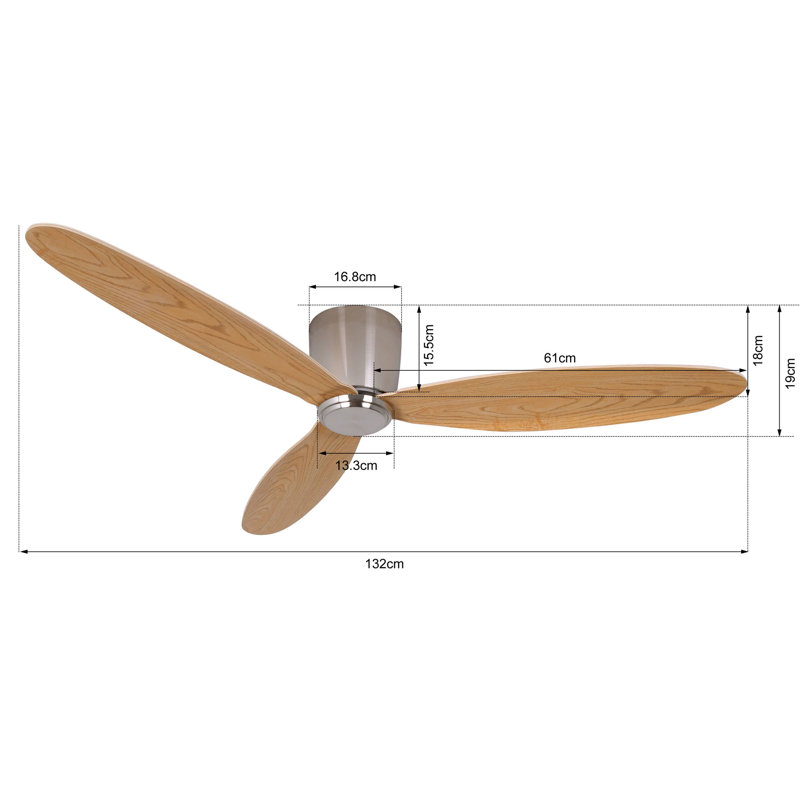 Abordale 132'' Ceiling Fan, Chorme with Oak Blades