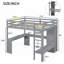 Lit mezzanine double avec bureau en L, garde-robe et amp; Tablettes de rangement - Gris (aucun sommier requis, solide et stable)-1614374318-1614374316