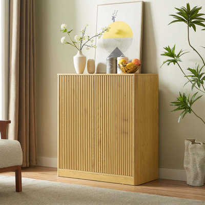 Buffet ondulé moderne de 34,3 pouces avec design incurvé, rangement spacieux pour la cuisine, la chambre à coucher et le salon
