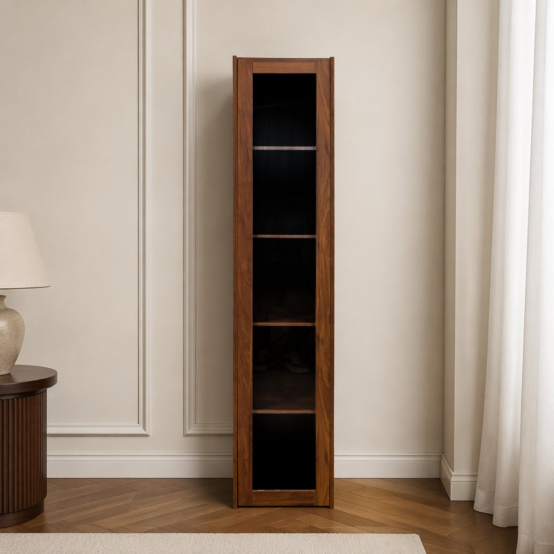Vitrine avec portes en acrylique transparent, armoire de rangement Curio avec 5 tablettes, bibliothèque avec lumières DEL