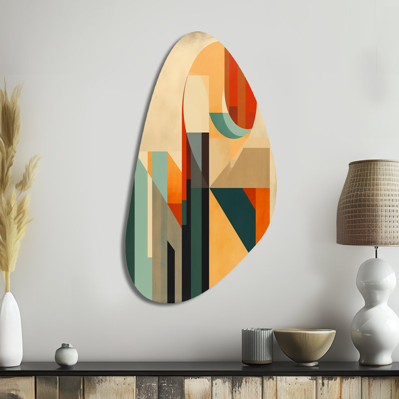 Art mural asymétrique en métal Cvja - Modern Midcentury Fall Shape, H 39 po x l 21 po