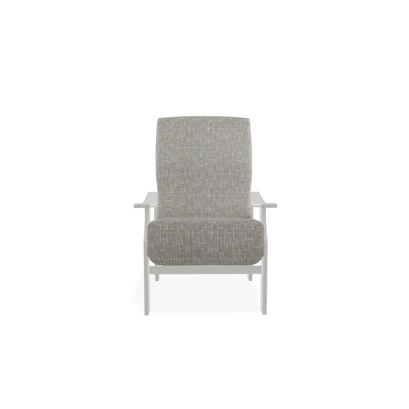 St. Catherine Marine Grade Polymer Deep Seating Cushion Arm Chair, Snow, Hither Pewter