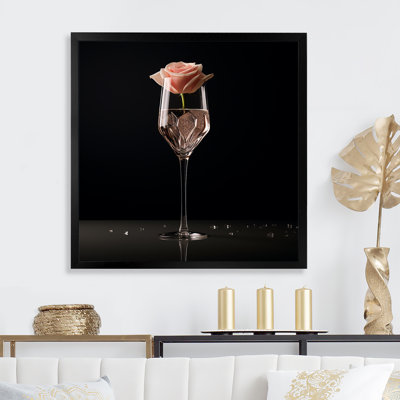 Cristal Clarity Rose In Glass - Wine & Champagne Wall Art Living Room