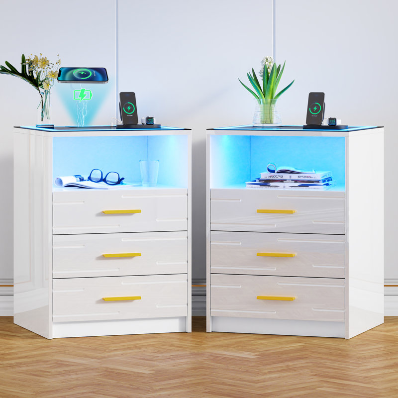 46cm W Bedside Table, White