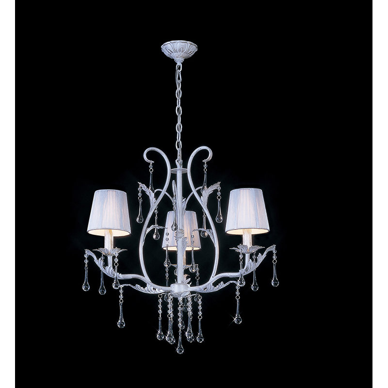 3 - Light Candle Style Chandelier, White