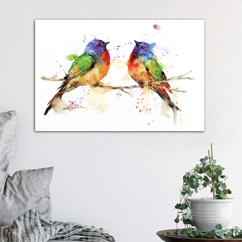 Bunting Pair by Dean Crouser - Wrapped Canvas Painting, 66.04 cm H x 45.72 cm W x 3.175 cm D