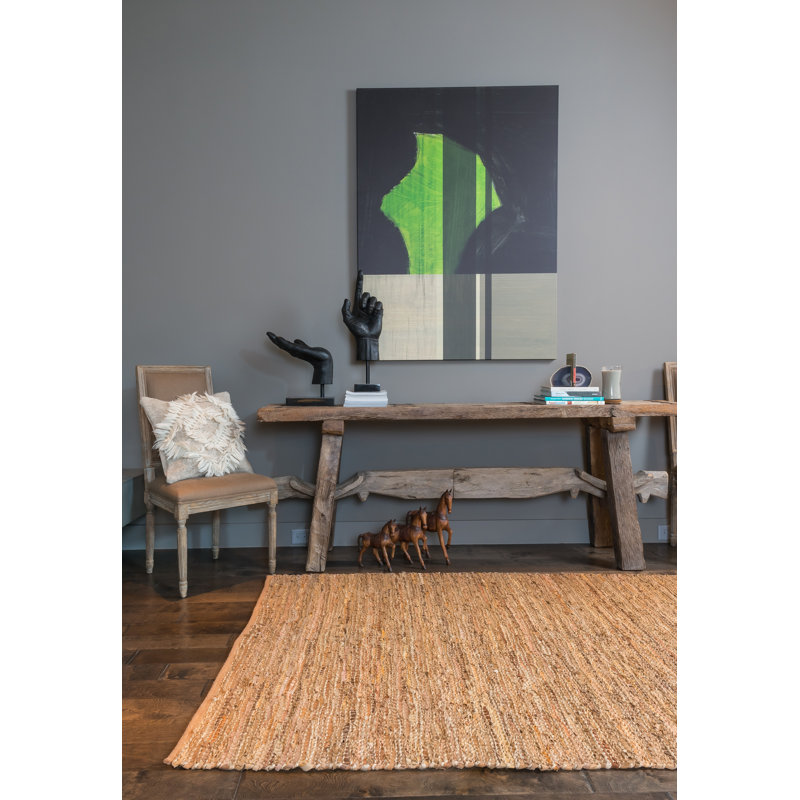 Tapis décoratif en jute brun noué à la main Kirkley, Rectangle 9 pi 3 po x 13 pi