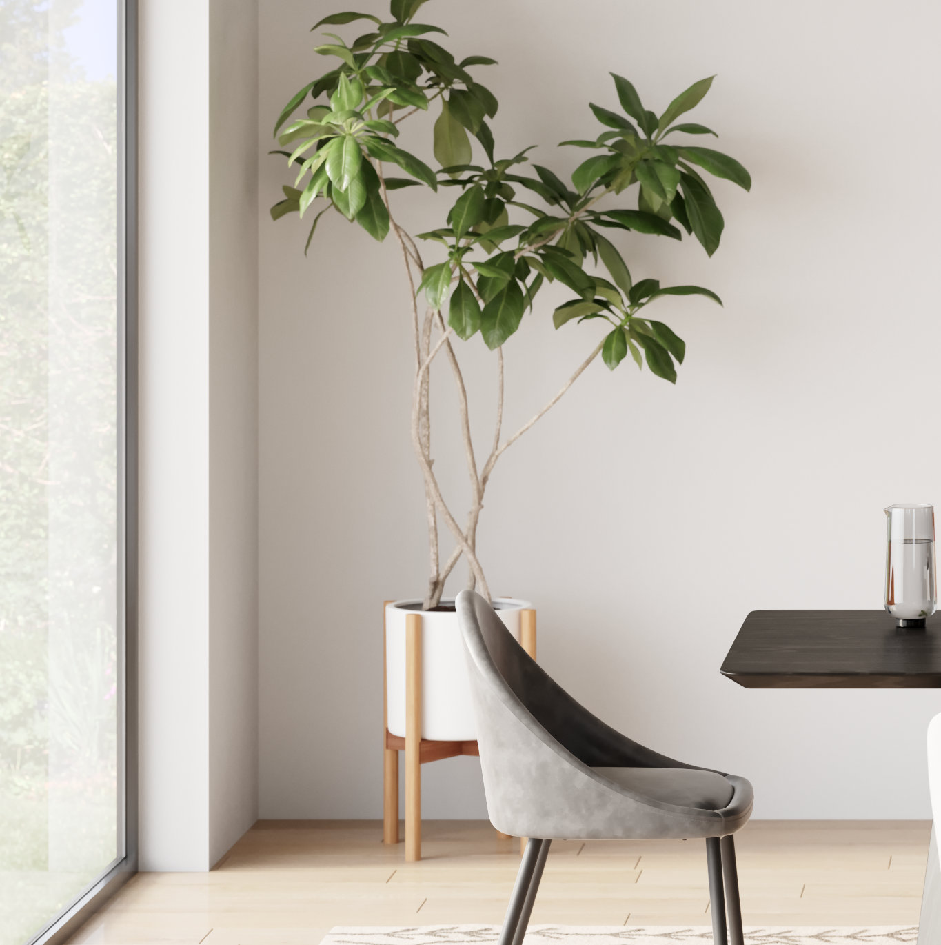 Dominic Pot Planter, White/Special Walnut