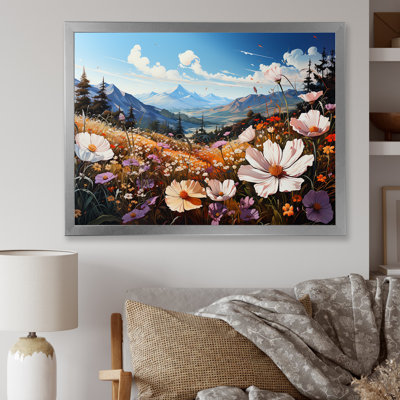 Champ de pivoines mauves en montagne III - reproduction